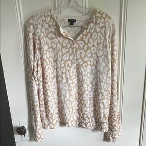 Ann Taylor Factory Tan and White Animal Print Blouse
